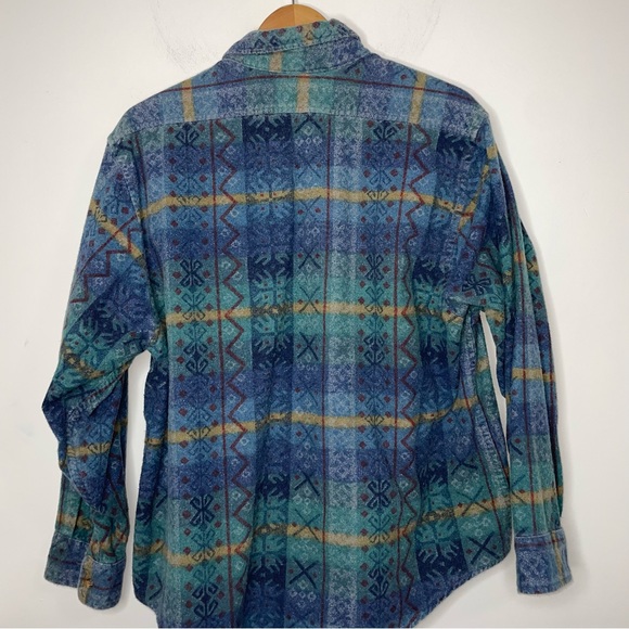 Vintage LL Bean Women's XL Aztec Southwest Print Button Down Shirt Flannel USA - Picture 5 of 11